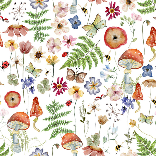Carta da parati "Whimsical Watercolor Meadow" di Uta Naumann