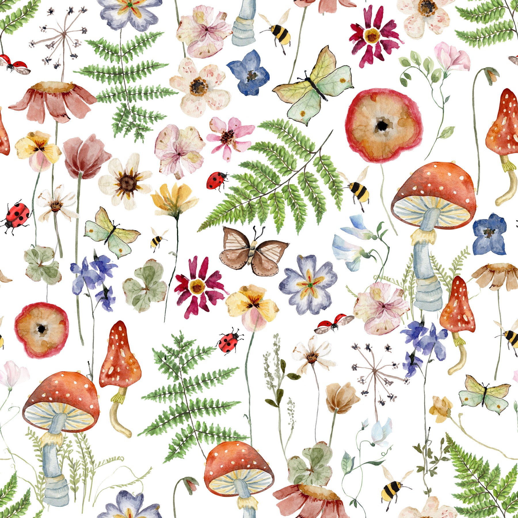 Verspielte Aquarellwiese von Uta Naumann – Tapete