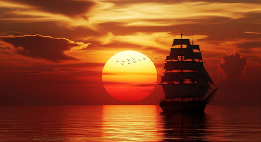 Wandbild „Sonnenuntergangssegel“