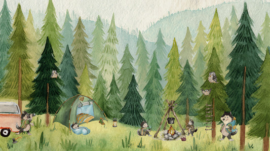 Wandbild „Wolfslager im Wald“