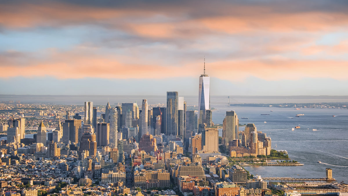 New York Dawn vægmaleri in your room — zoomed