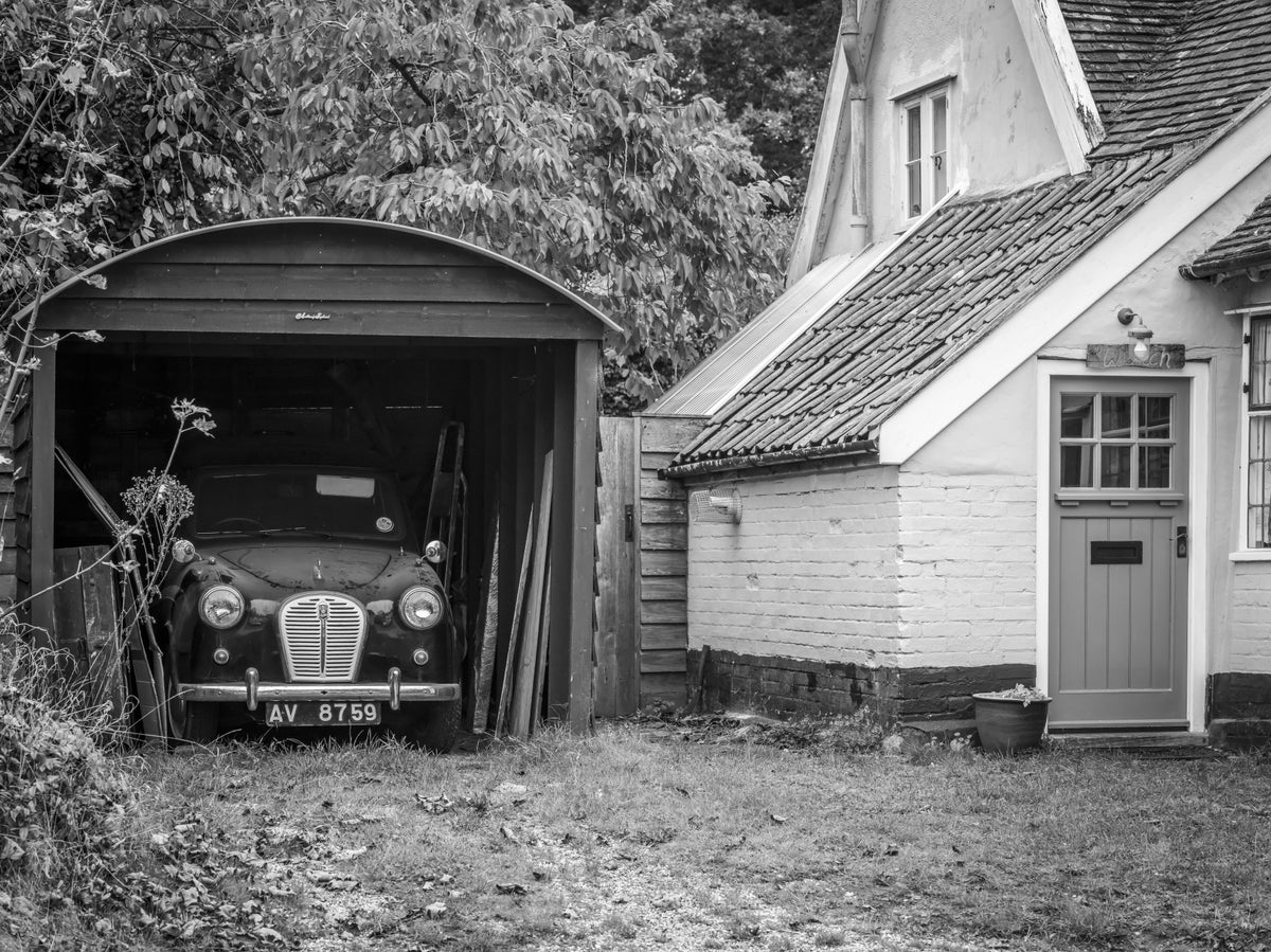 Retro køretøjsskjul vægmaleri