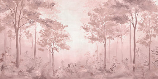 Skandinavisk skov – Dusty Rose vægmaleri