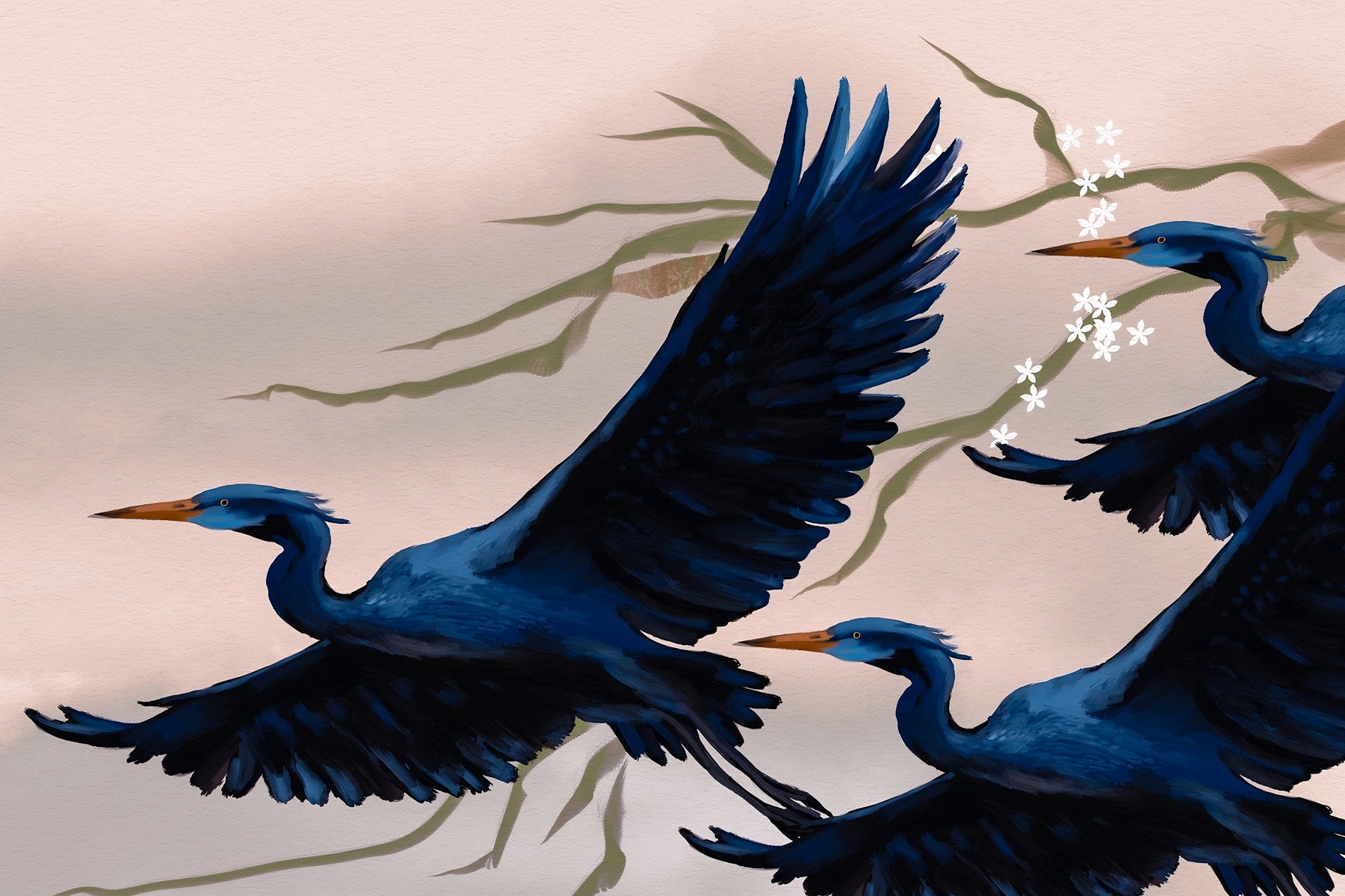 Wandbild „Herons Blüte“ in your room — zoomed