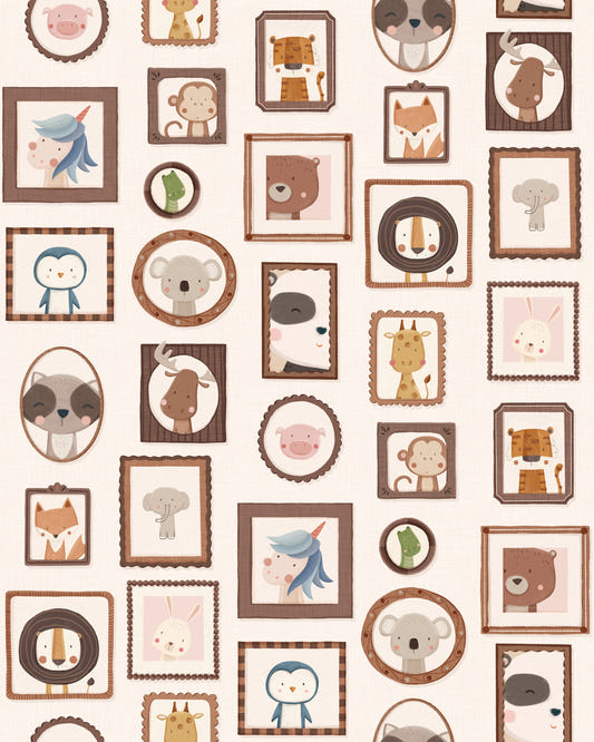 Papier peint de portraits d'animaux ludiques