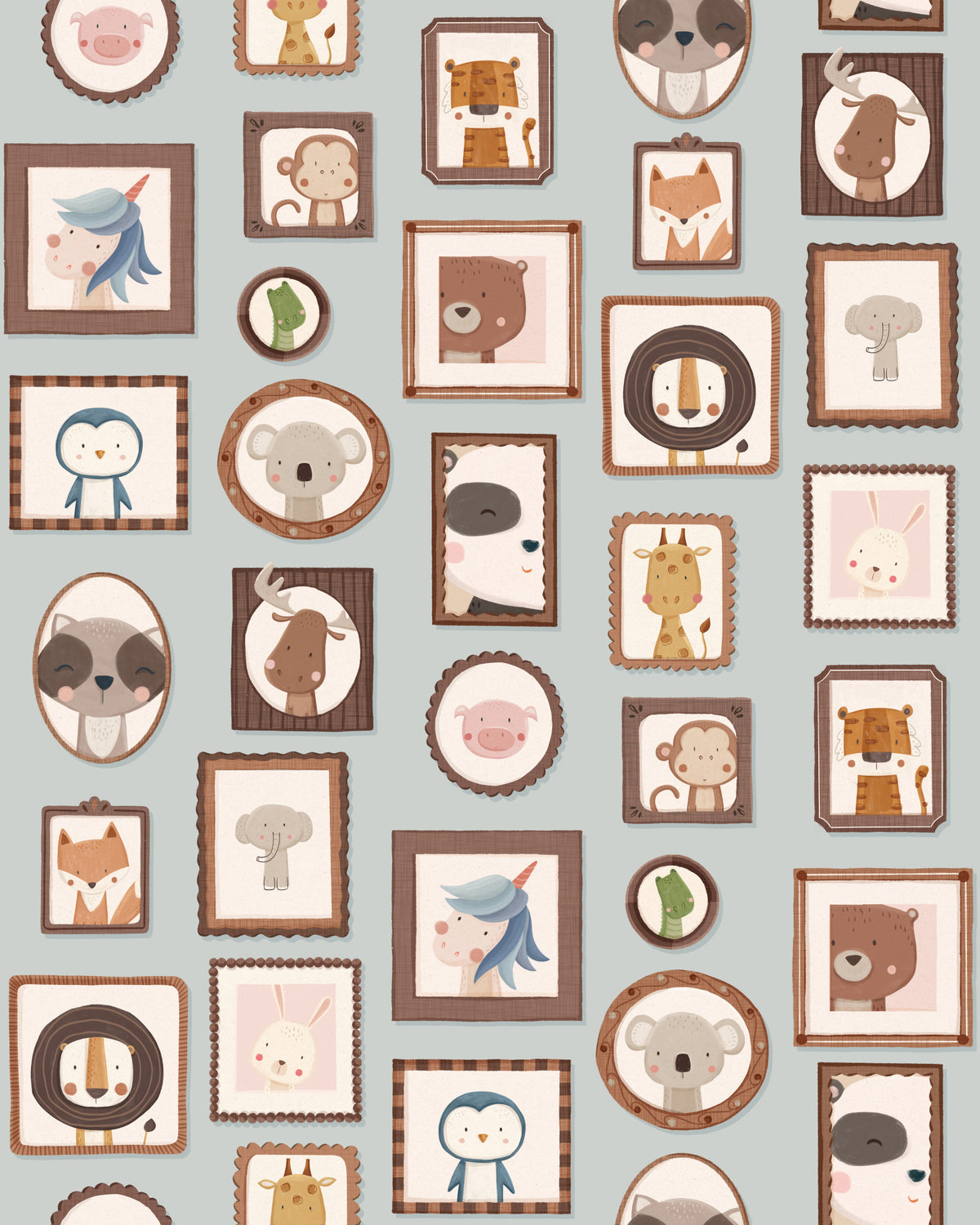 Whimsical Animal Portraits Wallpaper⁠ in your room — zoomed