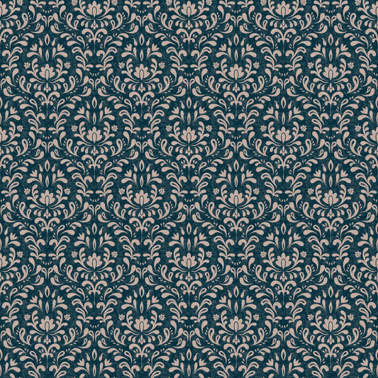 Papel pintado vintage DAMASCO AZUL OSCURO
