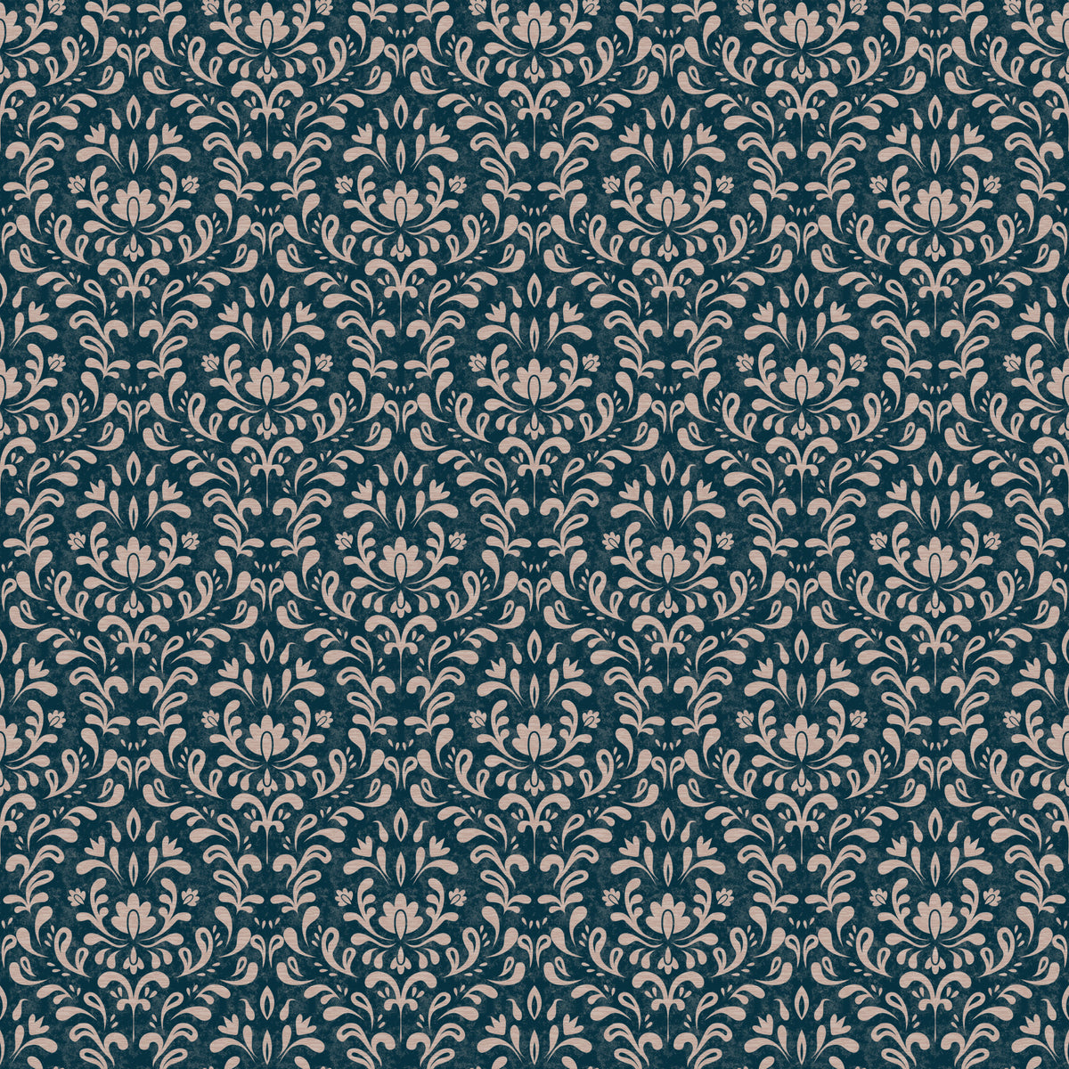 Vintage-Tapete aus dunkelblauem Damast in your room — zoomed