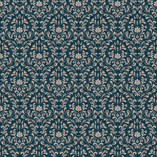 Vintage DARK BLUE DAMASK Wallpaper⁠