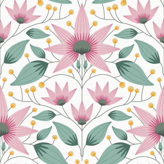 Blossom Symmetry rosa Tapete