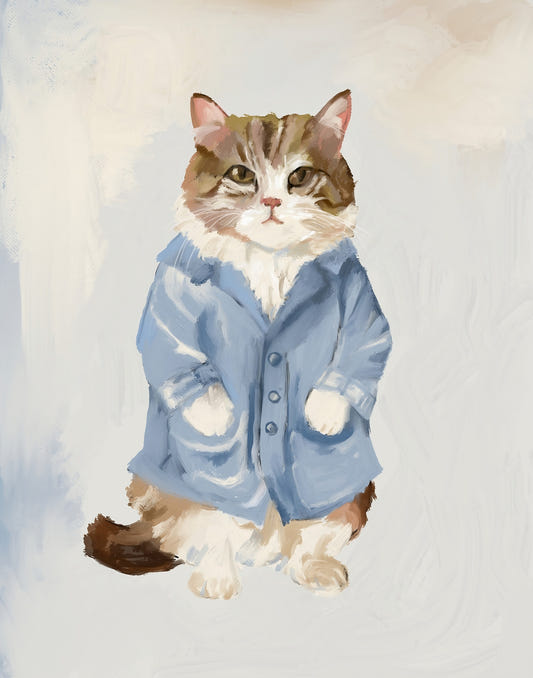Sir James Blue Jacket Cat Ölgemälde Wandbild
