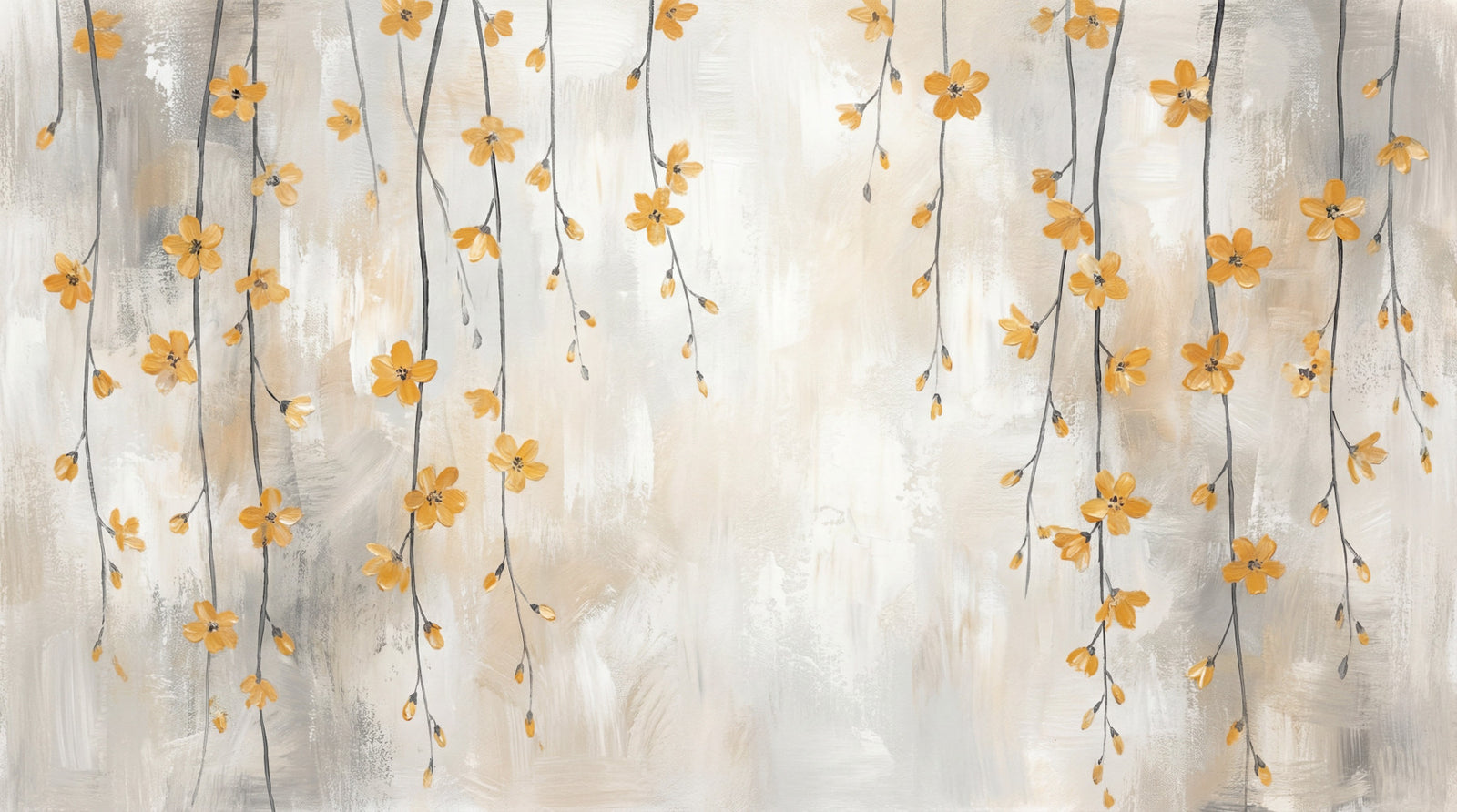 Fresque murale Cascade de fleurs dorées