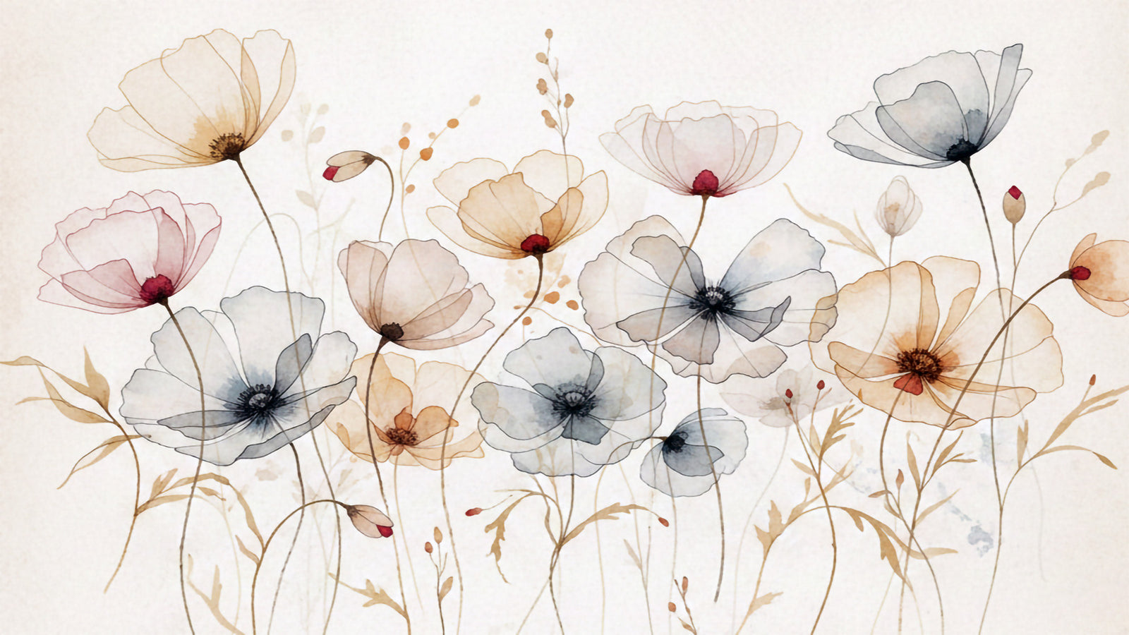 Peinture murale de coquelicots à l'aquarelle
