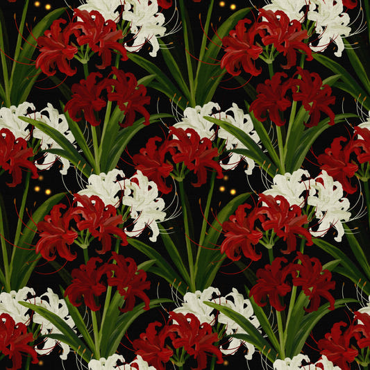 Carta da parati con motivo romantico ragno-giglio Lycoris Radiata Midnight