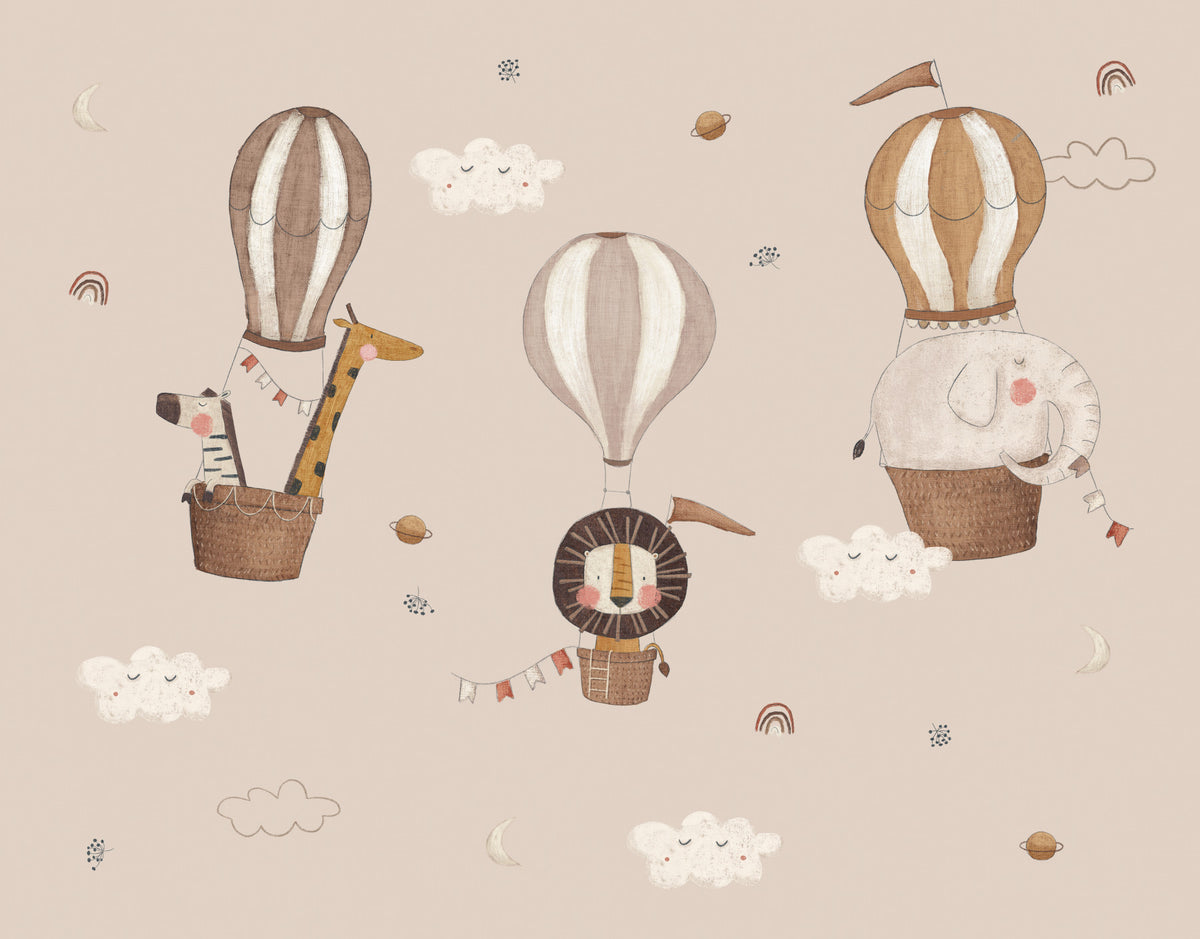 Hot Air Balloon Safari Wall Mural