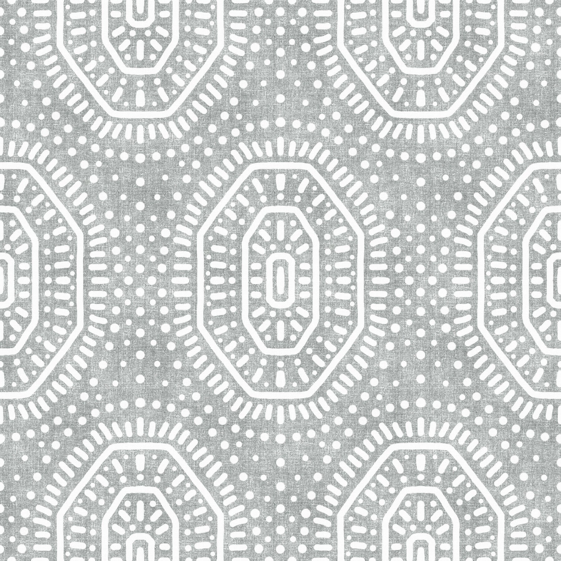 Papier peint bohème octogonal crochet grunge nuages gris