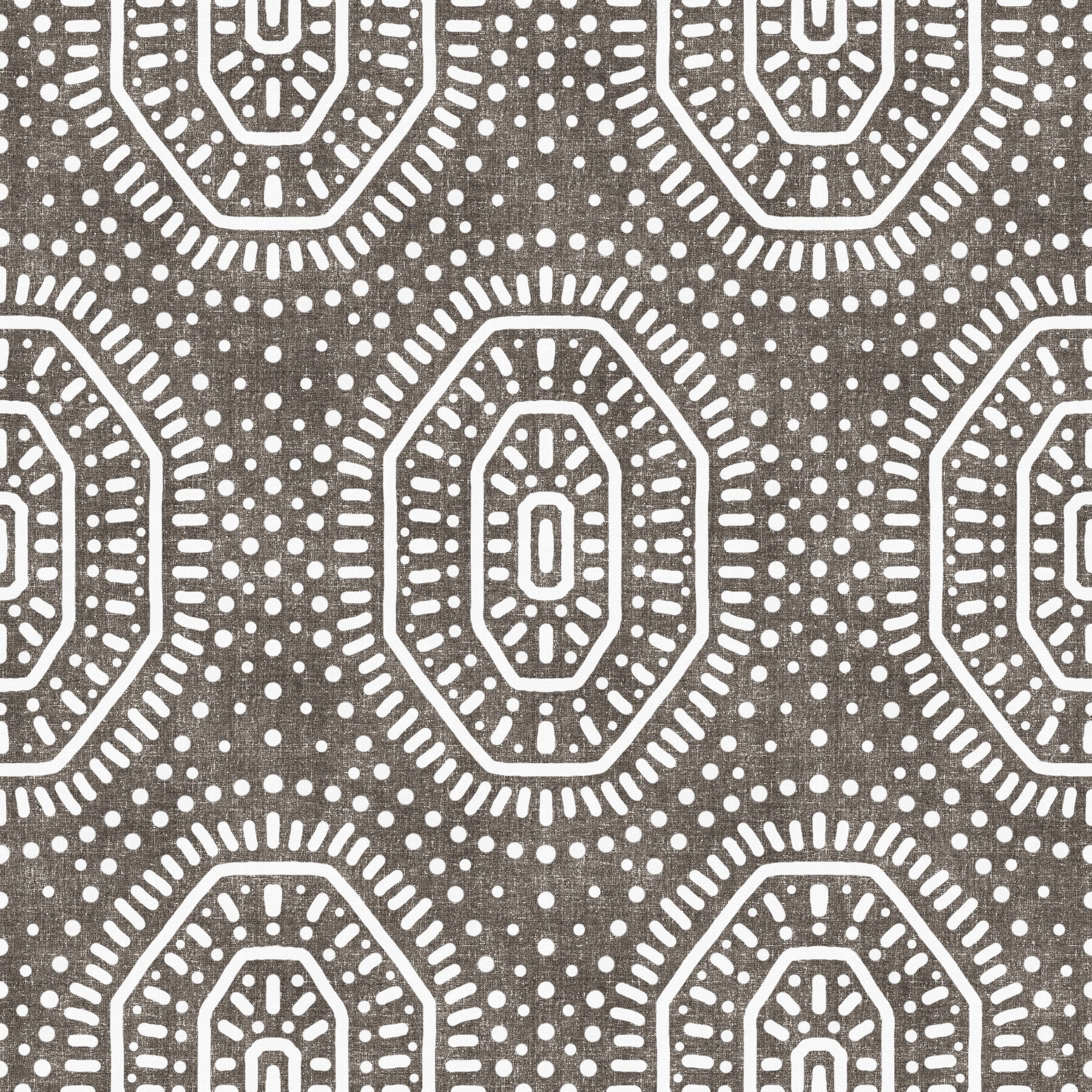 Boho Octagons Crochet Grunge Dark Bark Wallpaper⁠