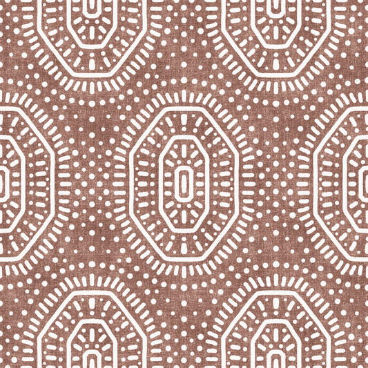 Carta da parati Boho Octagons Crochet Grunge Terracotta Rossa