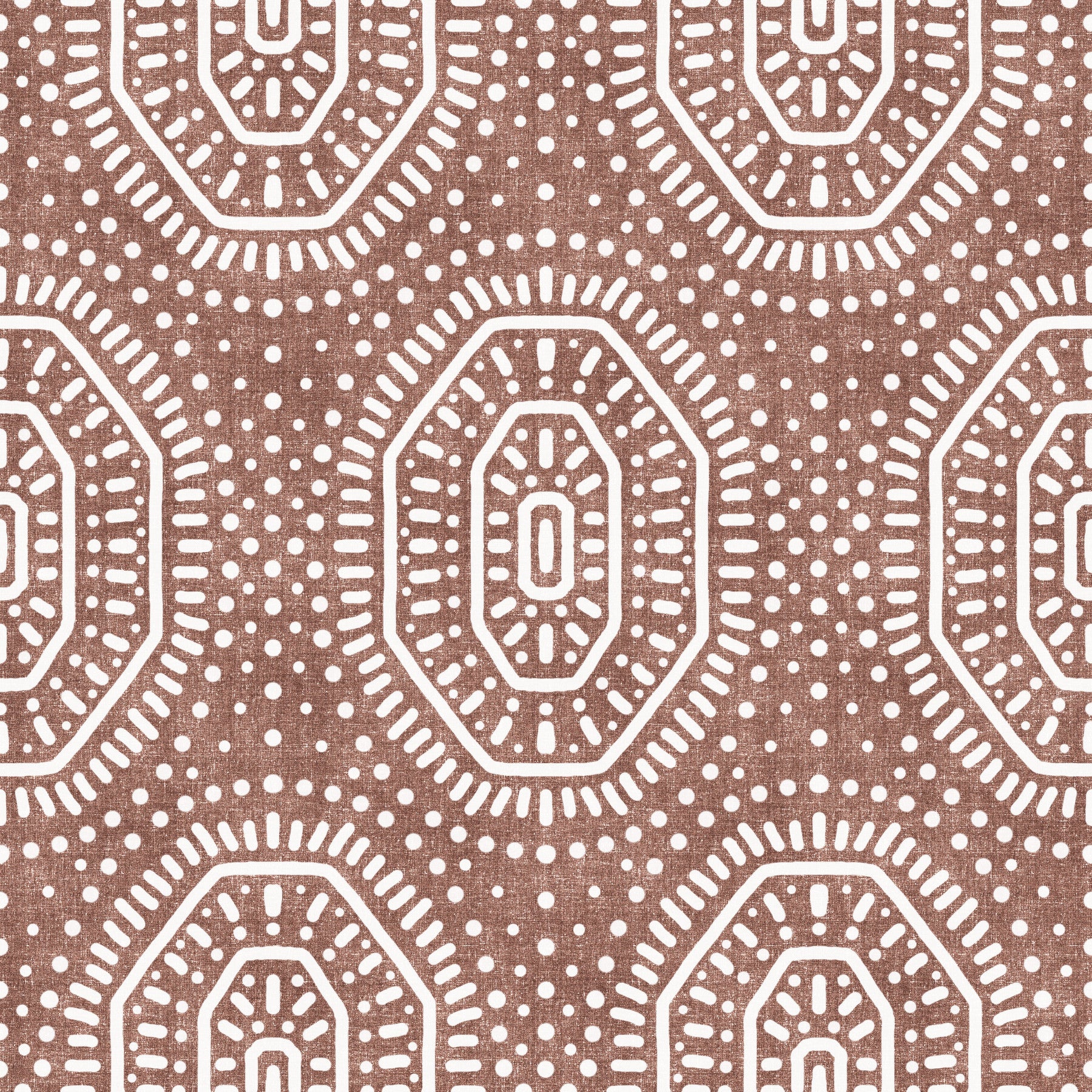 Boho Octagons Crochet Grunge Terracotta Red Wallpaper⁠