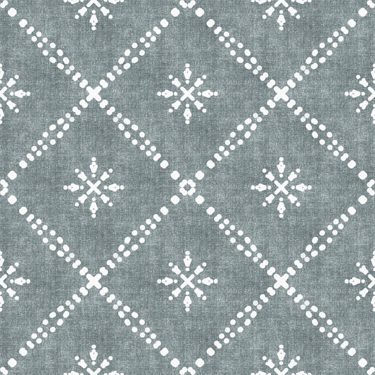 Carta da parati blu calmante con motivo grunge a reticolo punteggiato boho⁠