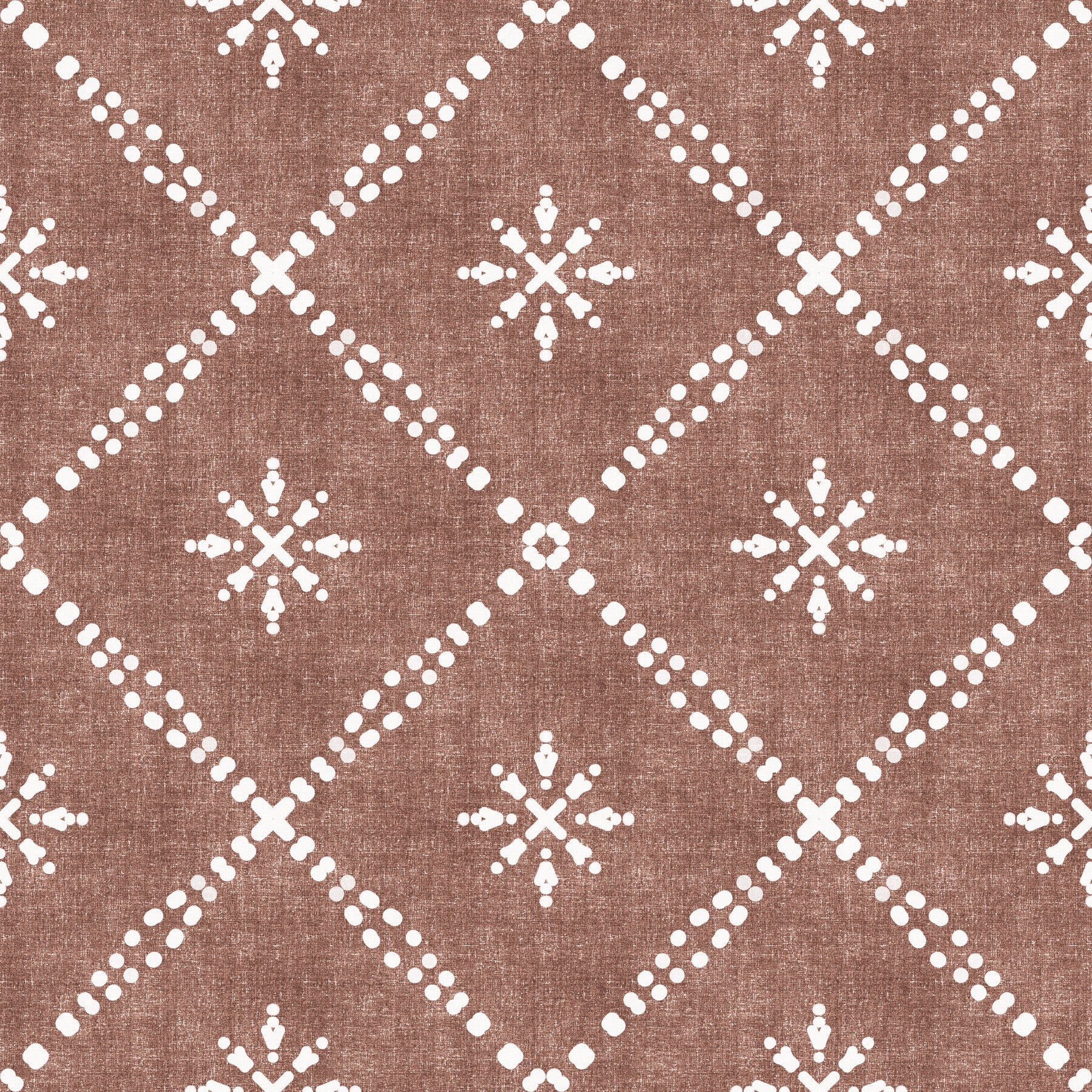 Carta da parati Boho con motivo a reticolo punteggiato e grunge, color terracotta e rosso