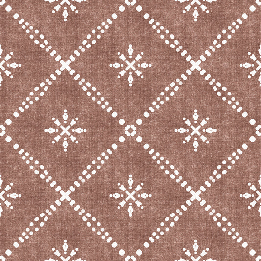 Boho Dotted Lattice Grunge Terracotta Red Wallpaper⁠