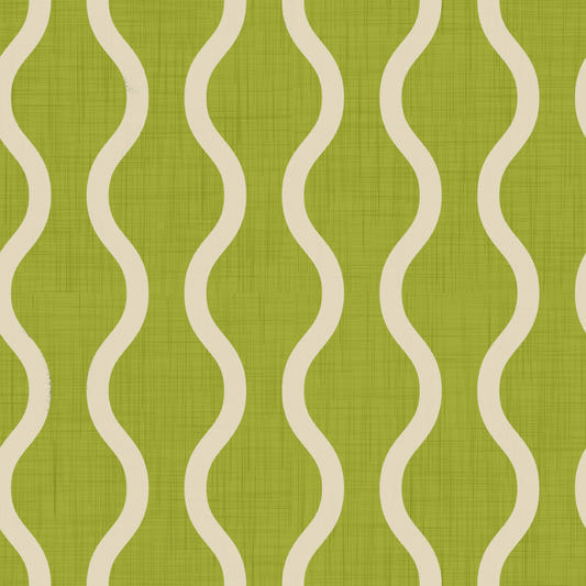 Carta da parati a righe ondulate Cozy Scandi Folk Olive Chartreuse - Craft Stripe