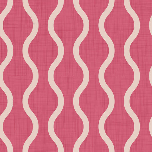 Cozy Scandi Folk Wavy Stripe Rose Clay - Craft Stripe Wallpaper⁠