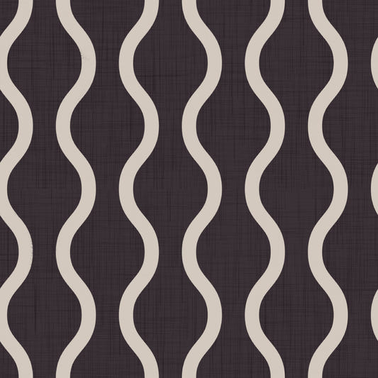 Papier peint à rayures artisanales couleur lin chaud anthracite style scandinave cosy