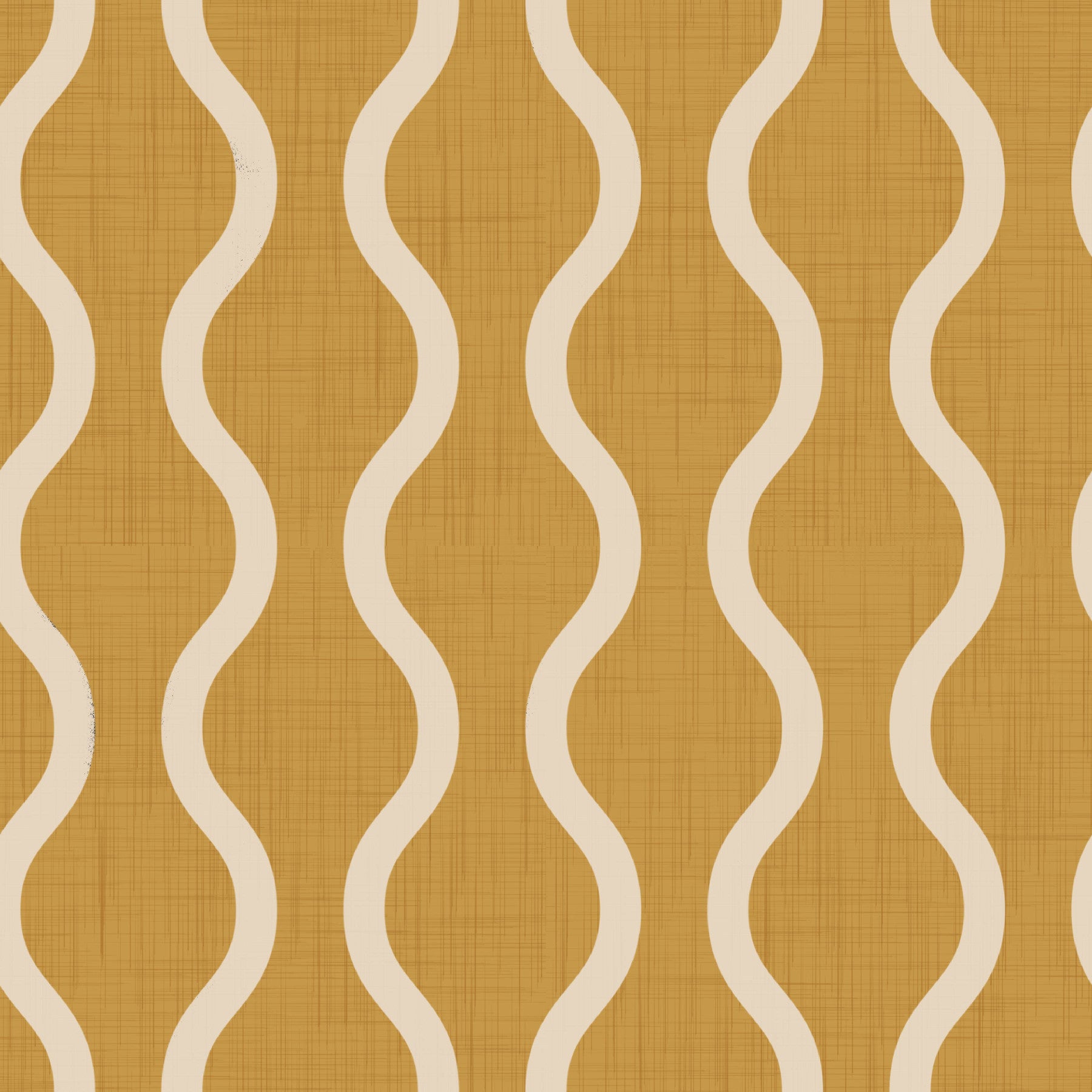 Viihtyisä skandinaavinen aaltoileva raita, hunajasinappikuvio - Craft Stripe -tapetti