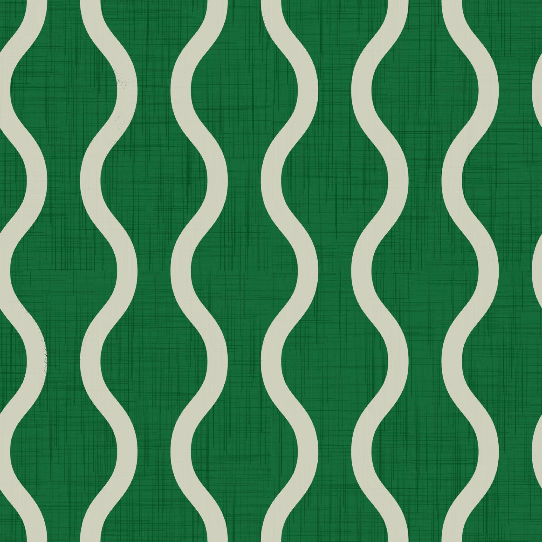 Carta da parati a righe ondulate verde foresta con stile scandinavo e folk - Craft Stripe