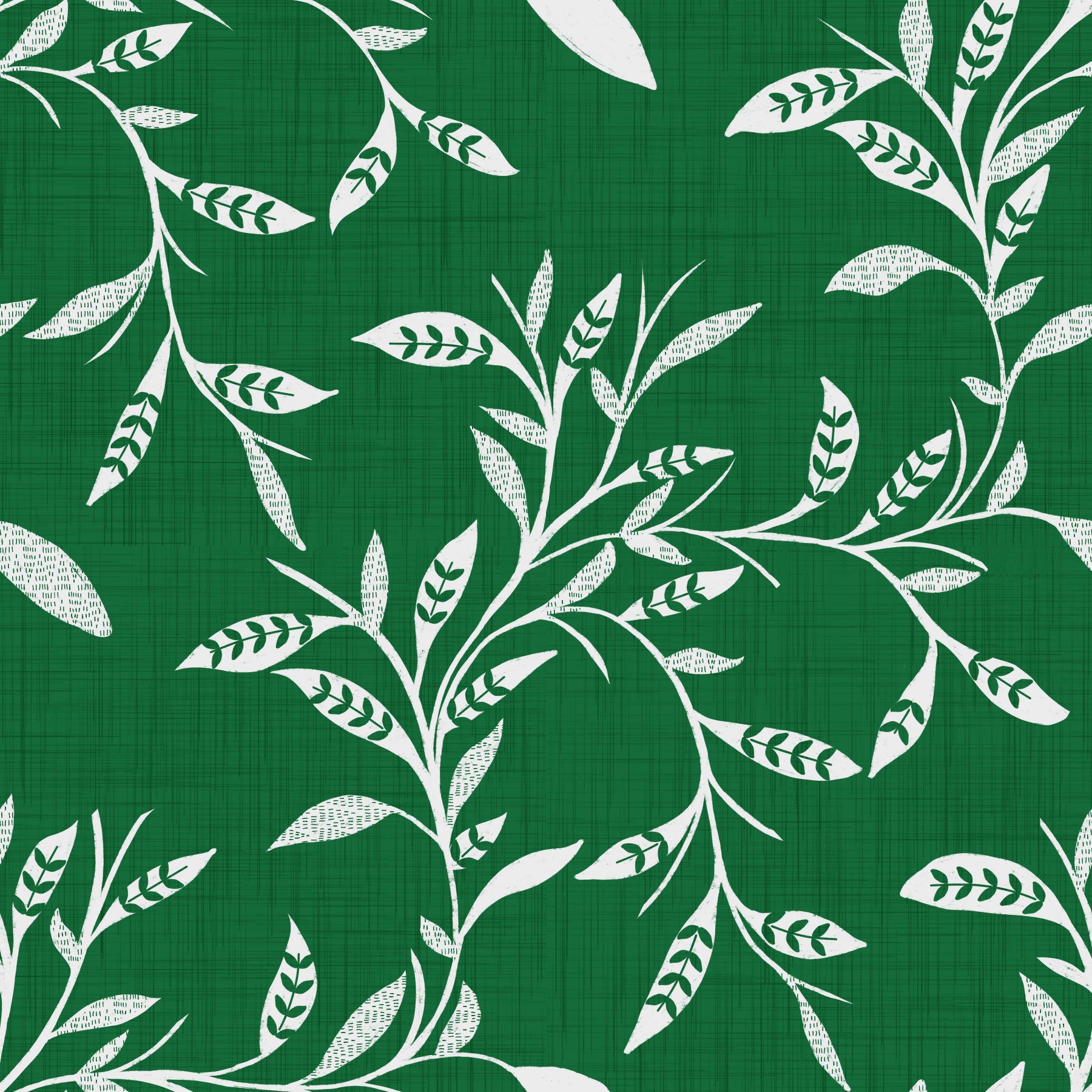 Cozy Scandi Folk Leaf Vine Forest Green - Craft Blender Wallpaper⁠