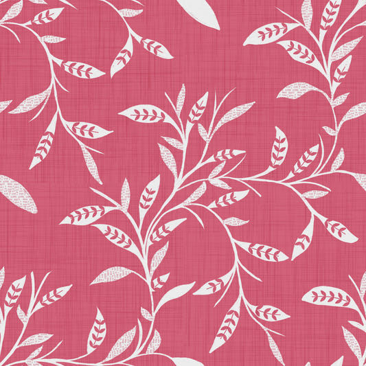 Cozy Scandi Folk Leaf Vine Rose Clay - Craft Blender Wallpaper⁠