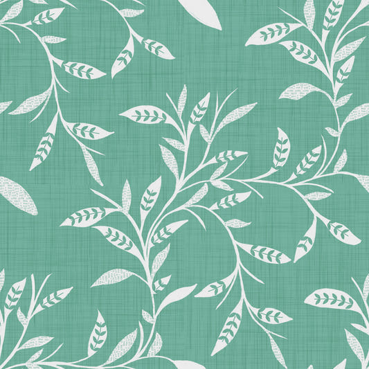 Cozy Scandi Folk Leaf Vine Sage Mint - Craft Blender Wallpaper⁠