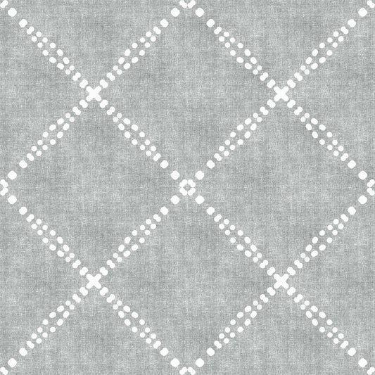 Boho Dotted Trellis Grunge Grey Clouds Wallpaper⁠