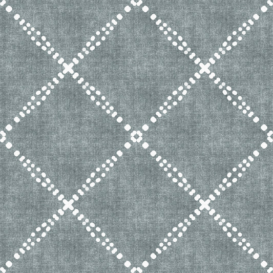 Boho Dotted Trellis Grunge Calming Blue Wallpaper⁠