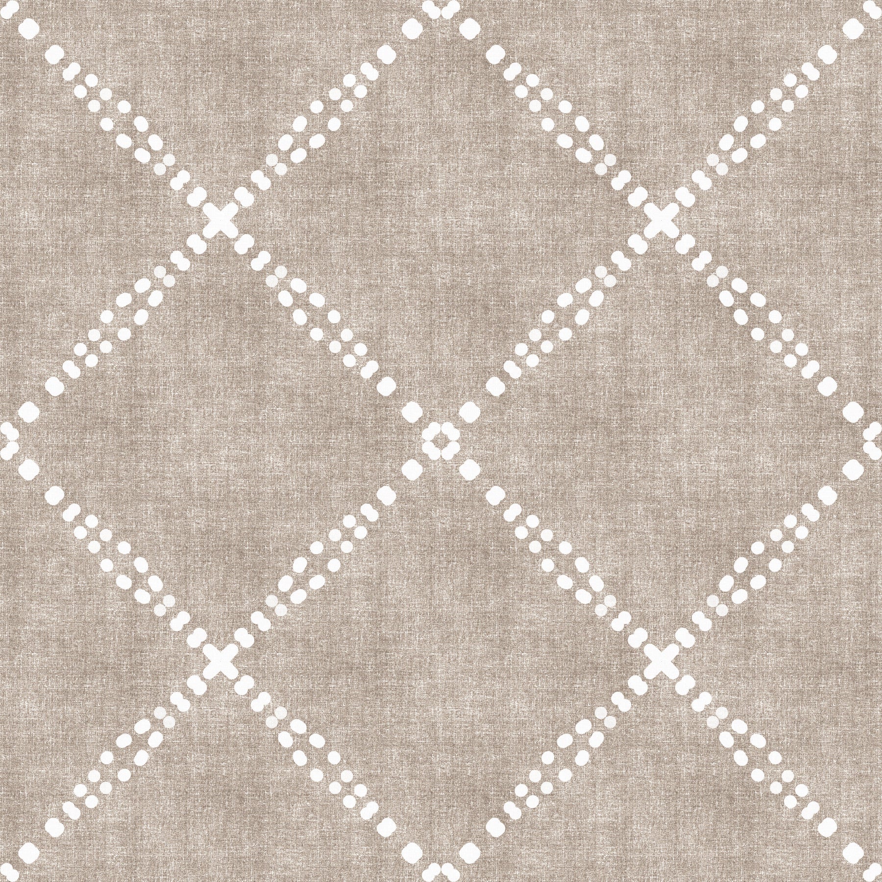 Carta da parati beige terroso con motivo grunge a traliccio punteggiato Boho