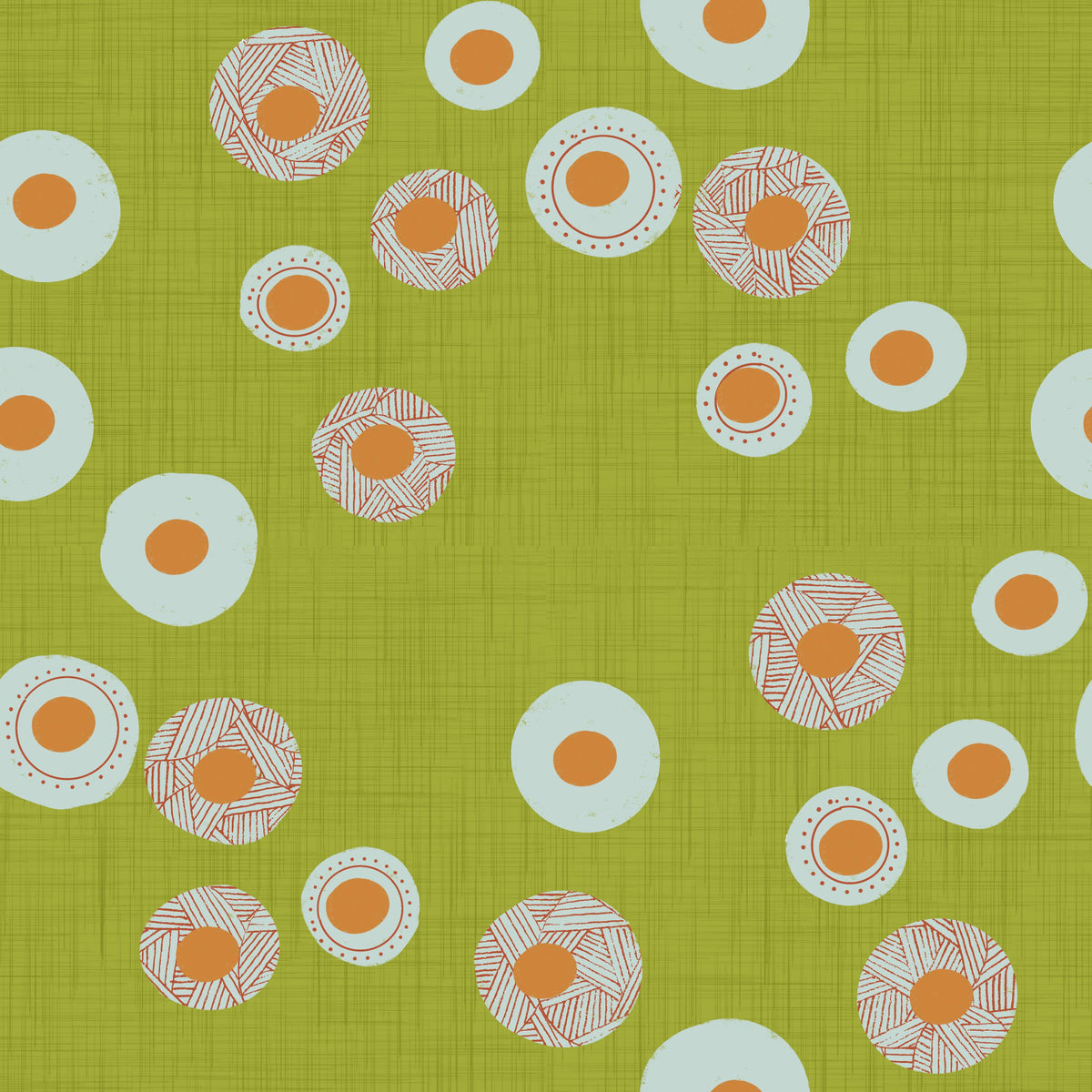 Cozy Scandi Folk Dot Floral Olive Chartreuse - Craft Circle Wallpaper⁠