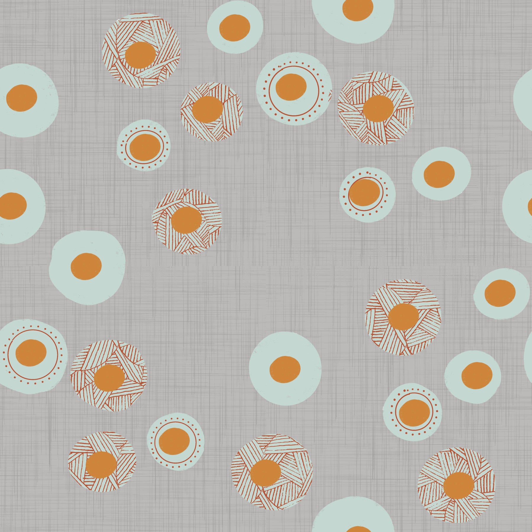 Gezellig Scandinavisch Folk Stippen Bloemen Warm Linnen - Craft Circle Behang