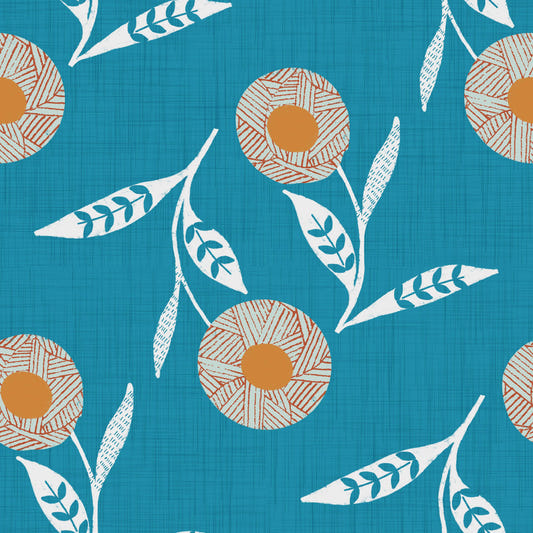 Hyggelig skandinavisk blomstermønster i nordisk blågrøn - Craft Botanical Wallpaper