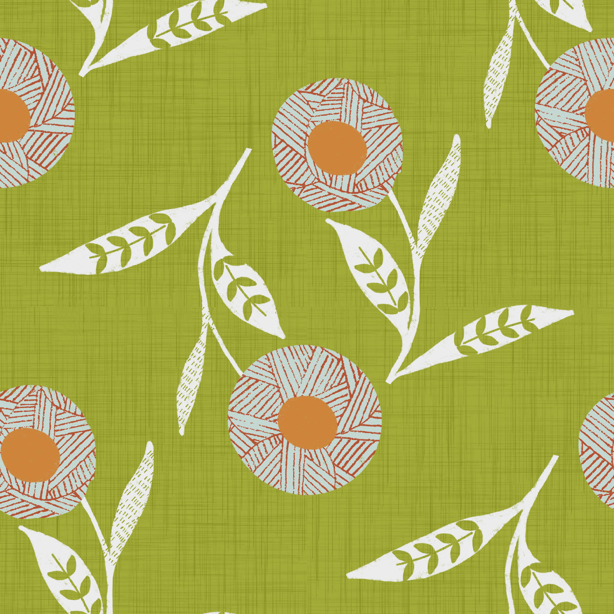 Mysig skandinavisk blommig olivgrön chartreuse - Craft Botanical Wallpaper