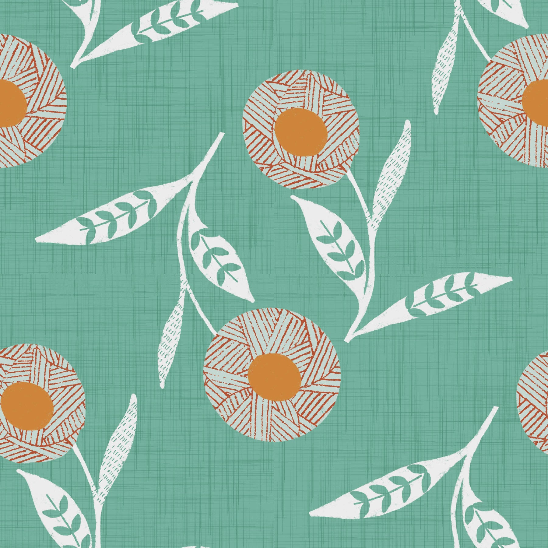 Gemütliche skandinavische Blumen-Salbei-Minze - Handgefertigte botanische Tapete in your room — zoomed