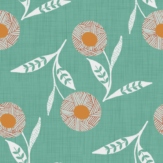 Cozy Scandi Flower Sage Mint - Craft Botanical Wallpaper⁠