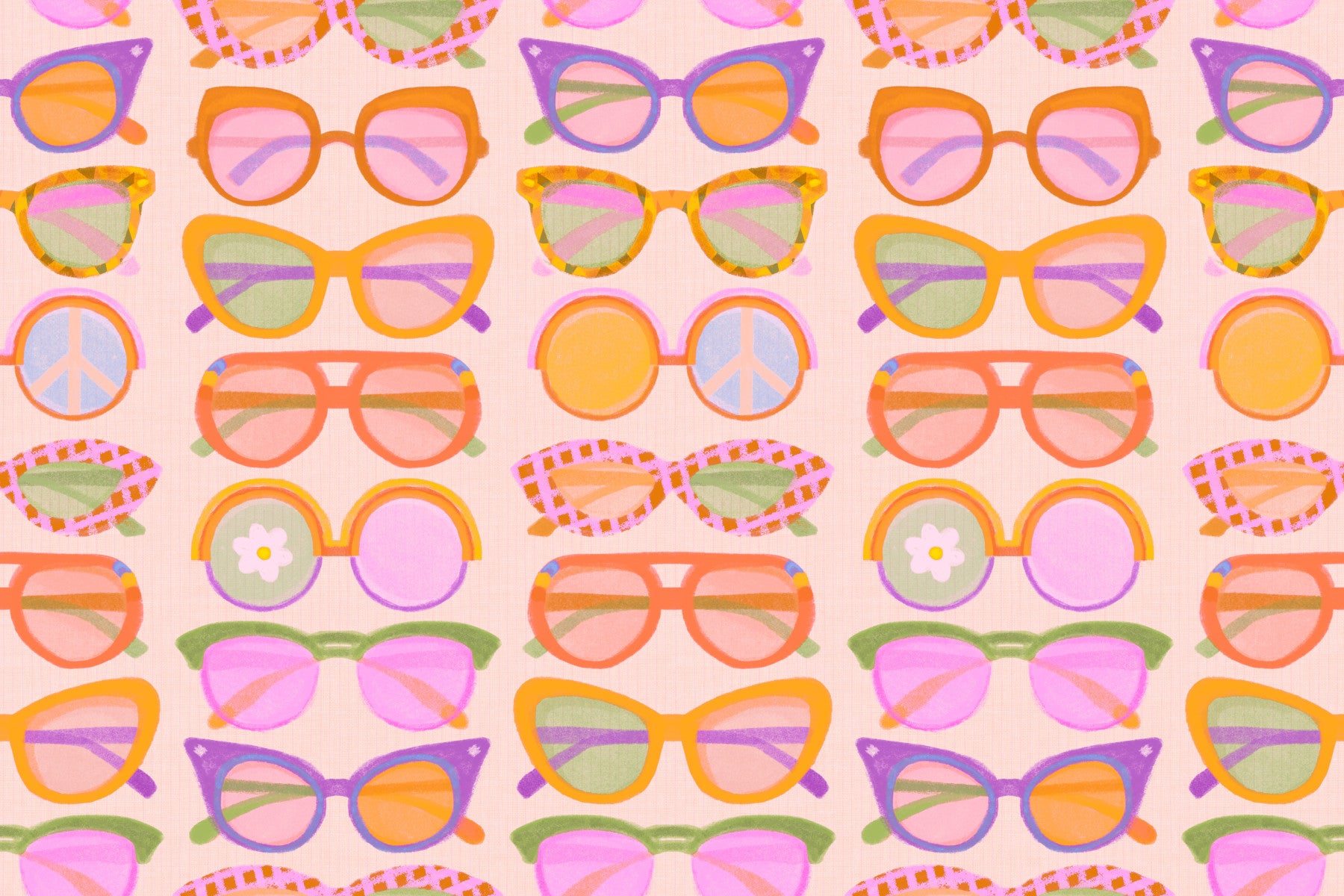 Schattierungen der Kühle • Sommerliches Wandbild im Mid-Century-Stil