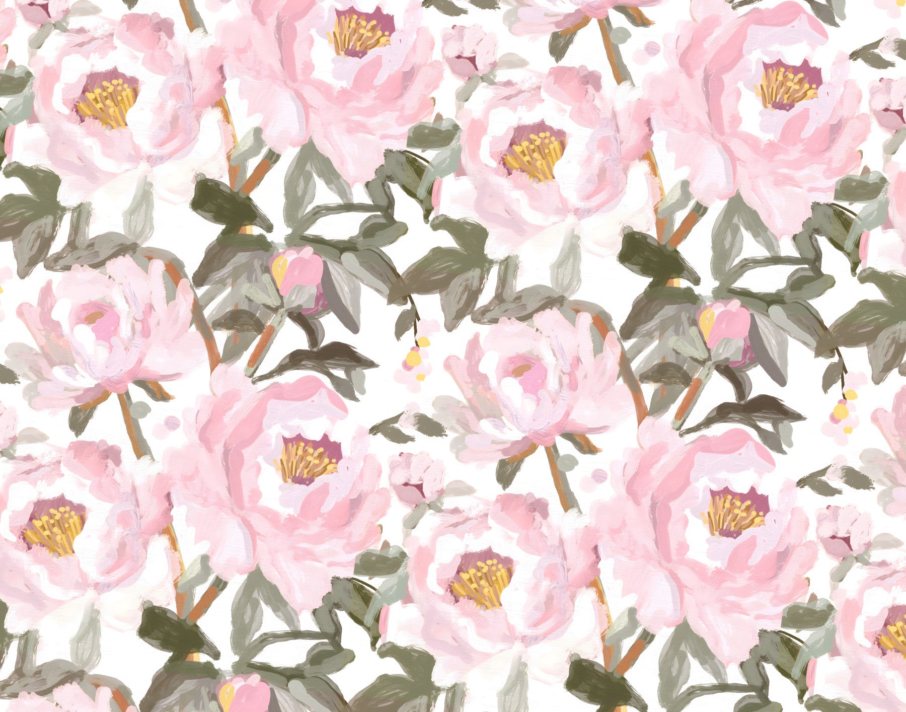 Vintage oil painted Peonies Wall Mural