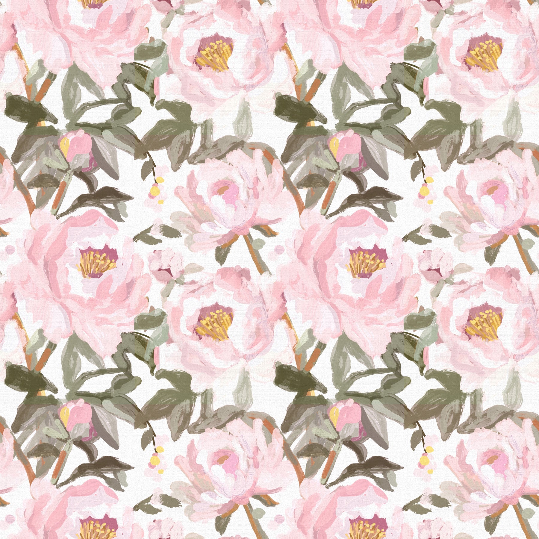 Vintage olieverfschilderij van roze pioenrozen met zachte, romantische bloemblaadjes als behang. in your room — zoomed
