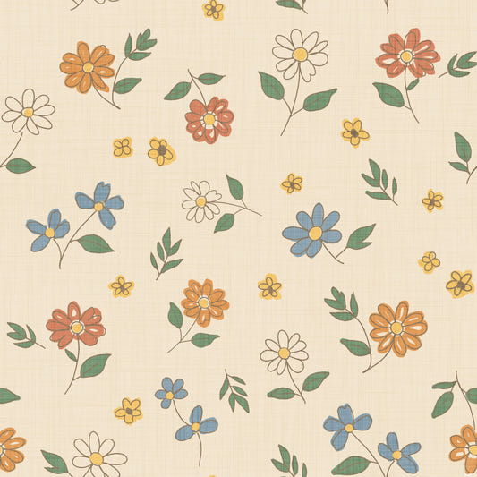 Papier peint champêtre crème style granny core