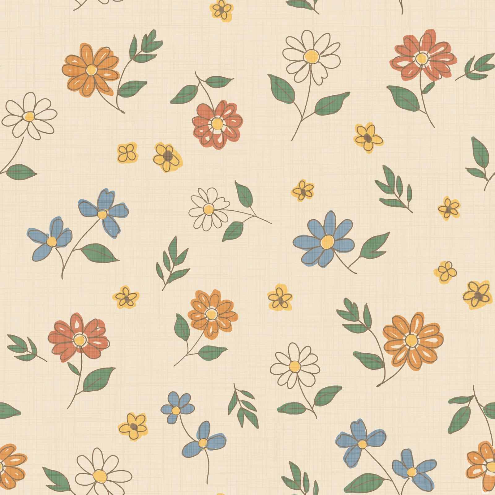 Papier peint champêtre crème style granny core