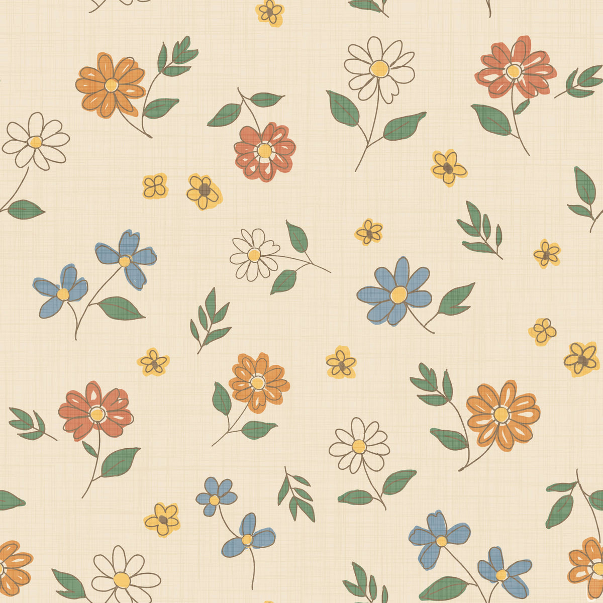 Papier peint champêtre crème style granny core in your room — zoomed