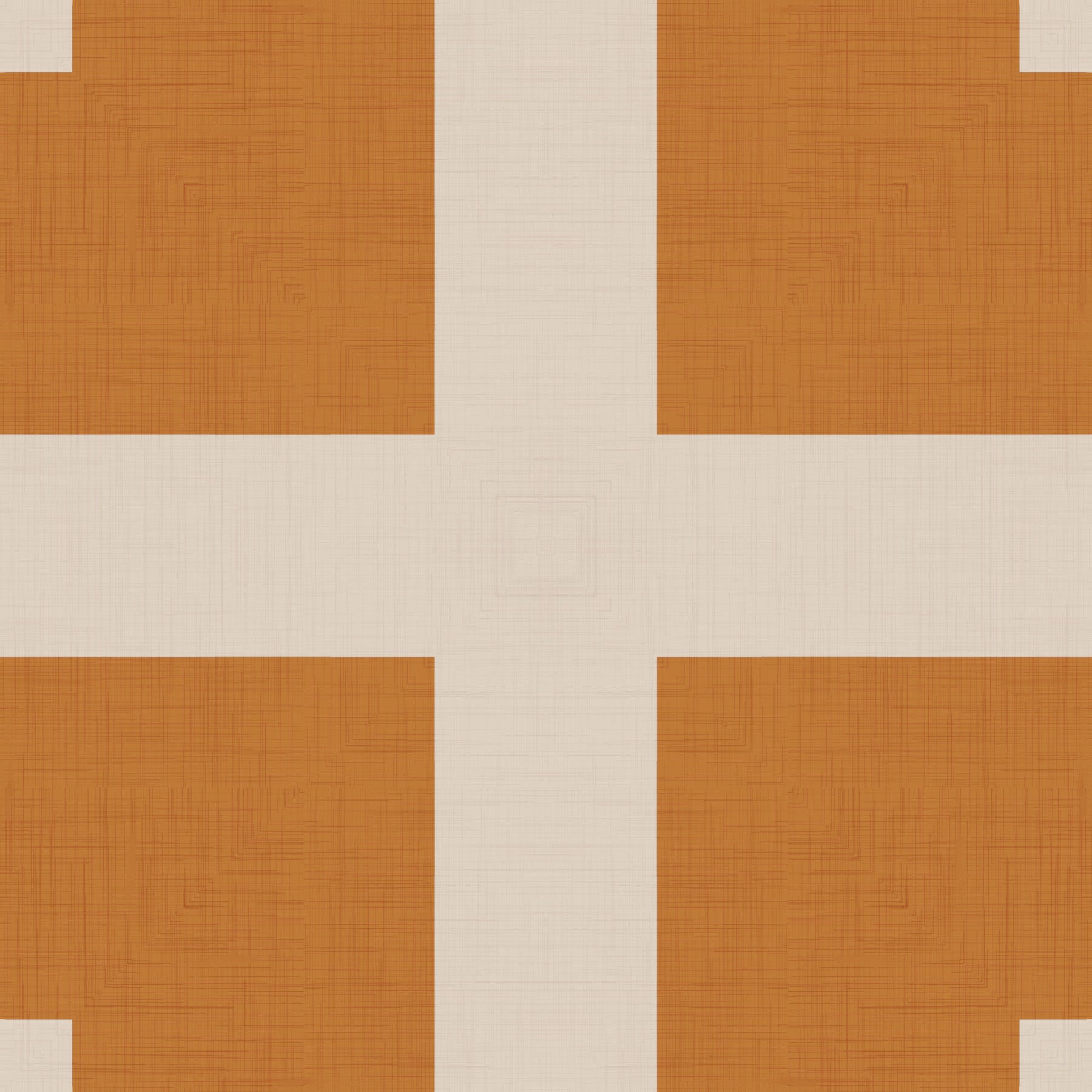 Papel de parede com blocos geométricos em tons de terracota e creme
